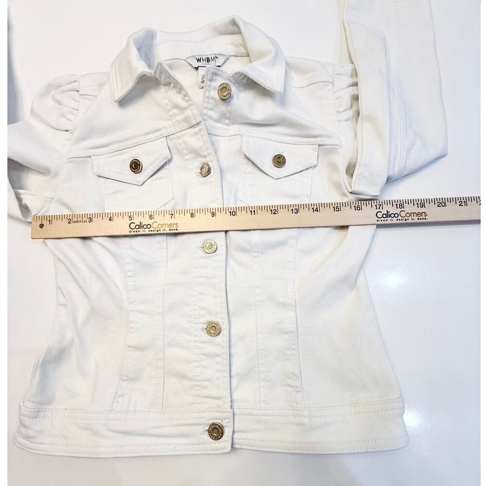 WHBM White Stretch Denim Puff Sleeve Fitted Jacket Size Extra Small🤍✨ 🤍 - Picture 12 of 15
